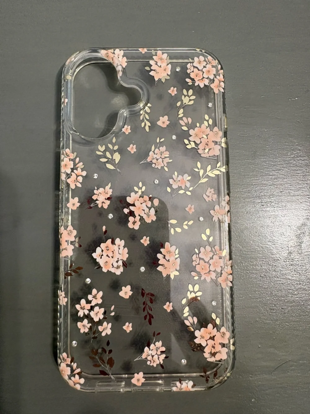 Clear Floral Phone Case with Pink Blossom Design. iPhone 16
